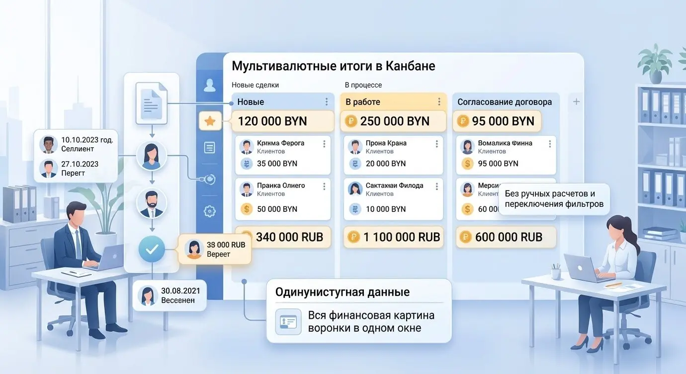 Мультивалютные итоги в Канбане Мультивалютные итоги в Канбане