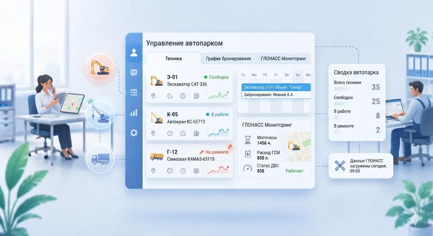 Управление автопарком, бронирование и обмен данными с ГЛОНАСС Управление автопарком, бронирование и обмен данными с ГЛОНАСС